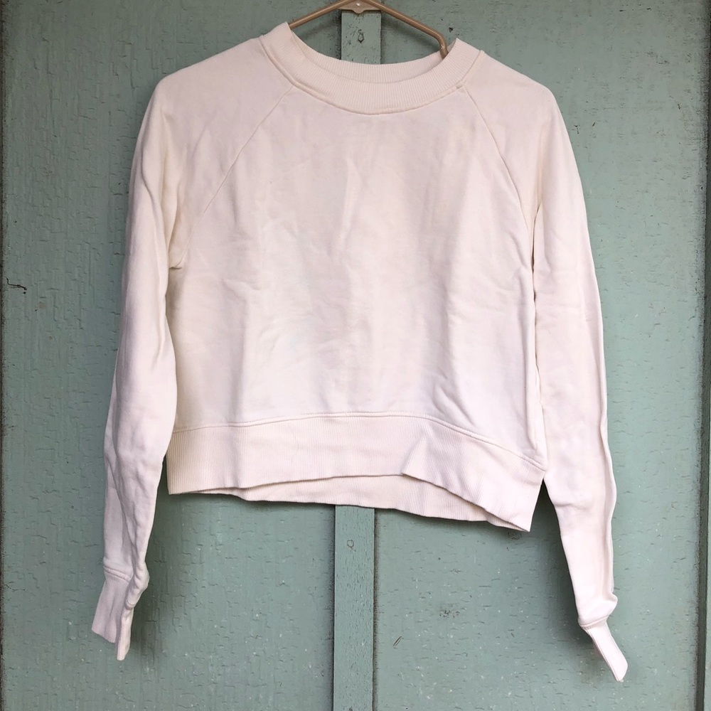 White sweater cropped top